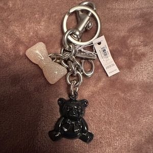 Coach black bear pink bow Charm